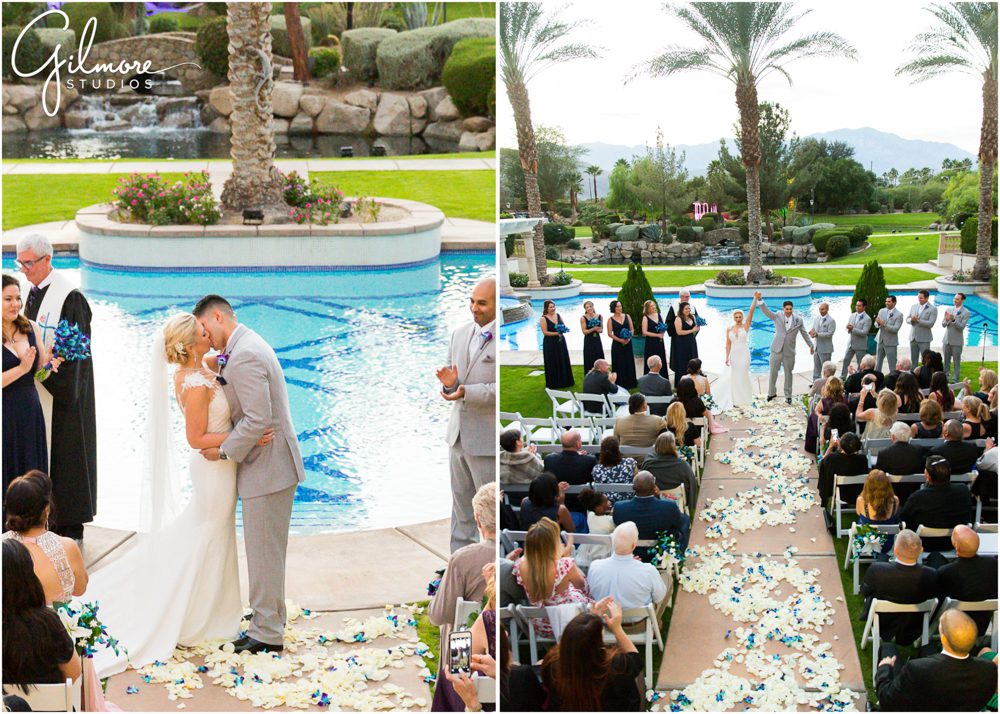 first kiss, wedding ceremony, rancho mirage, CA
