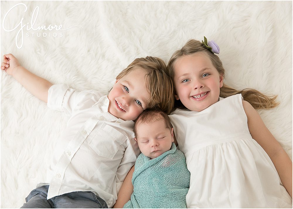 brand new baby brother, big brother, big sister, portrait photography, Costa Mesa, CA