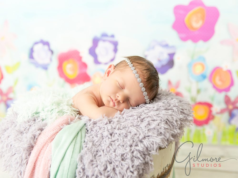 colorful spring newborn portrait