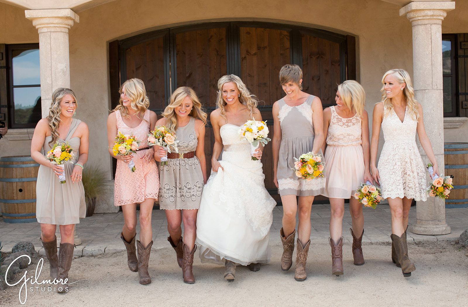 cowboy and cowgirl bridal party wedding photo - wedding photographers Orange County