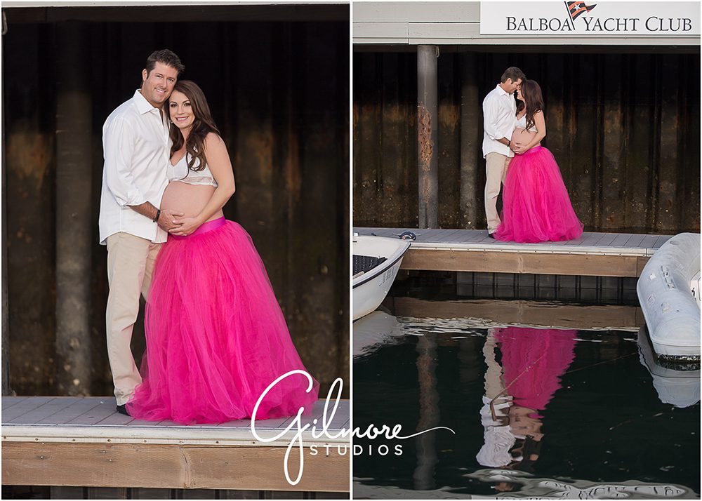 pink maternity skirt, couples photo session, Newport Beach, CA