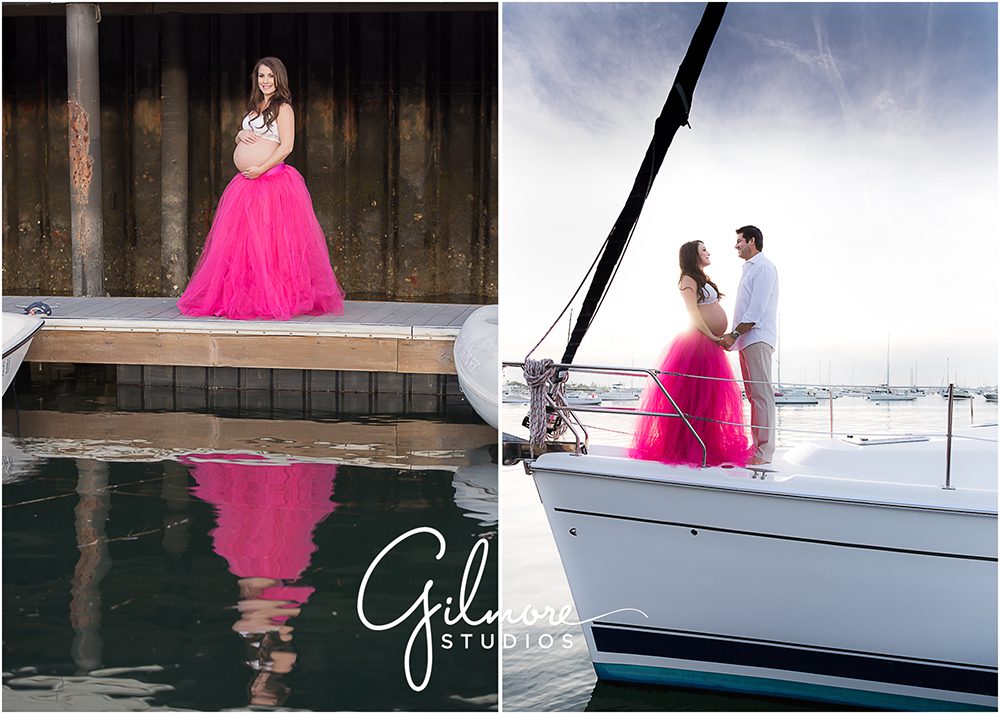 Maternity photos on a sail boat, Newport Harbor, California