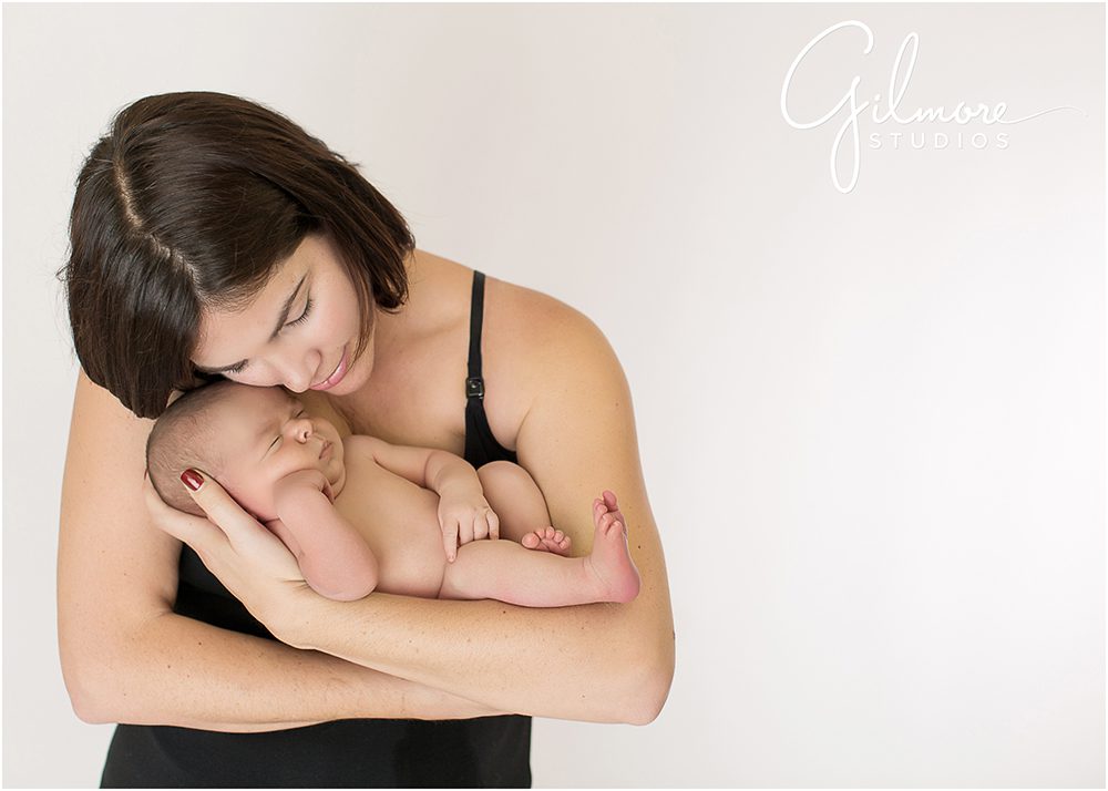mommy and newborn baby, portrait session, Costa Mesa newborn studio photo