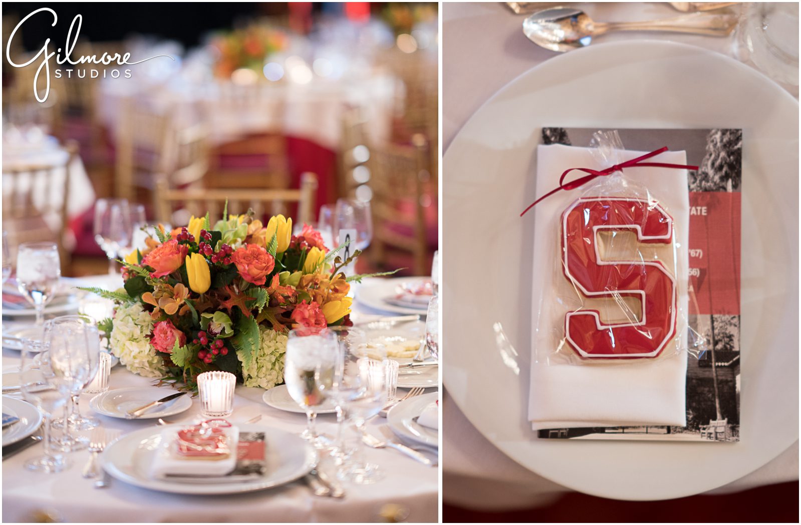 Floral centerpiece, Stanford University, sugar cookie, table decor, California Club event photographer