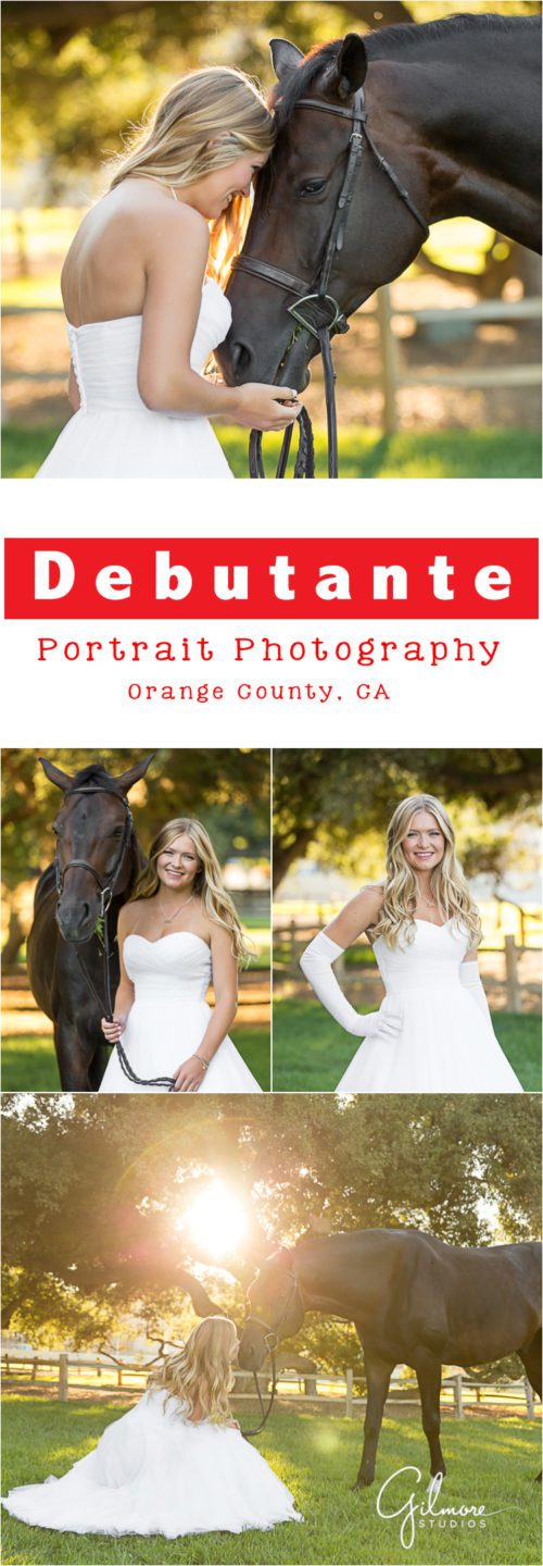 Debutante with her horse portrait