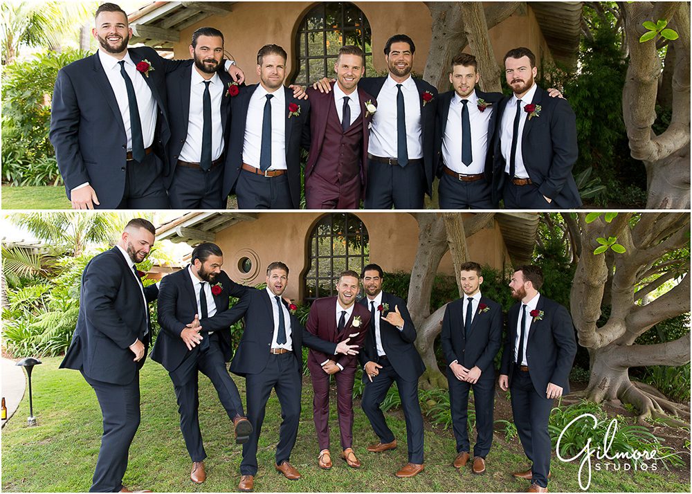 groom and his groomsmen, wedding party, Rancho Valencia