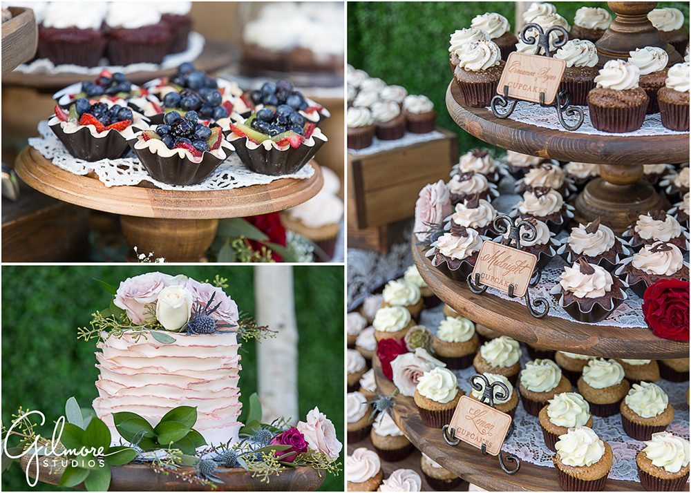 dessert bar and goodies, cupcakes, sensitive sweets, wedding reception