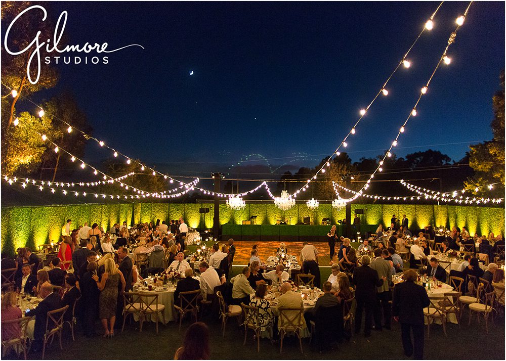 outdoor wedding reception under the stars at Rancho Valencia, San Diego, CA