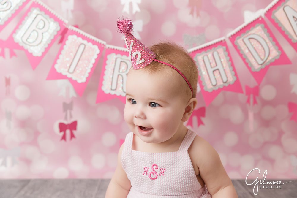 6 month old photography session, pink and girlie