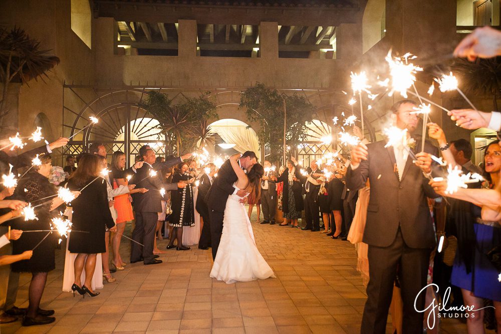 San Juan Capistrano sparkler exit at the Serra Plaza wedding