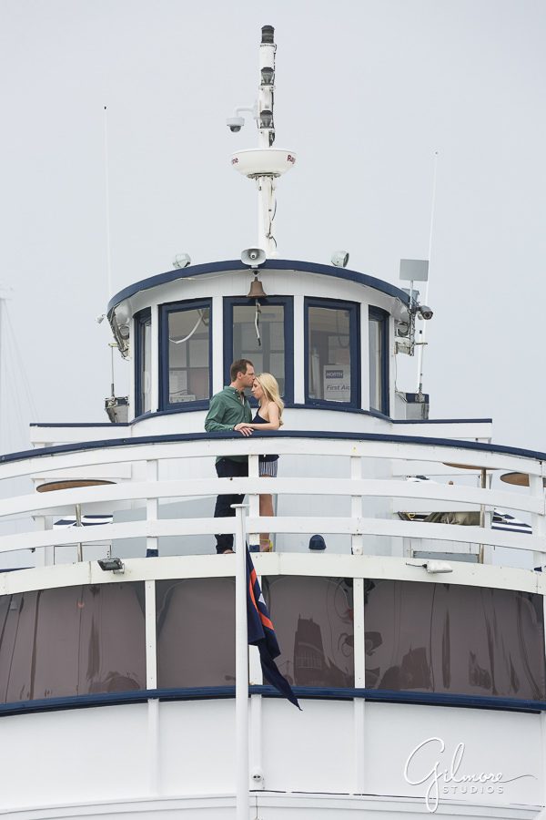 Newport Beach engagement session on a ship