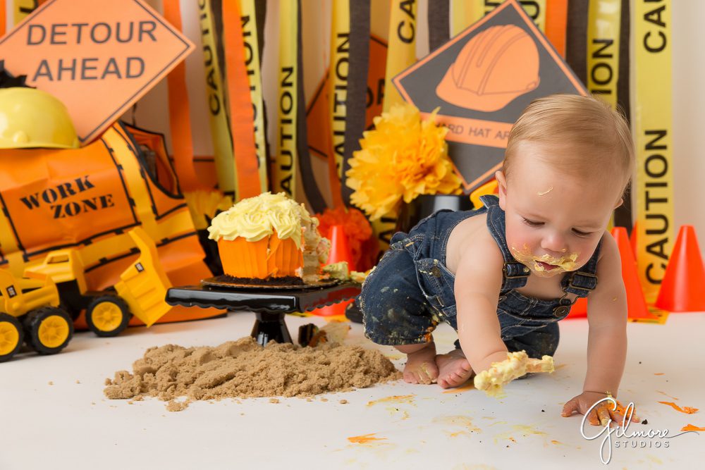 Construction themed first birthday photography session
