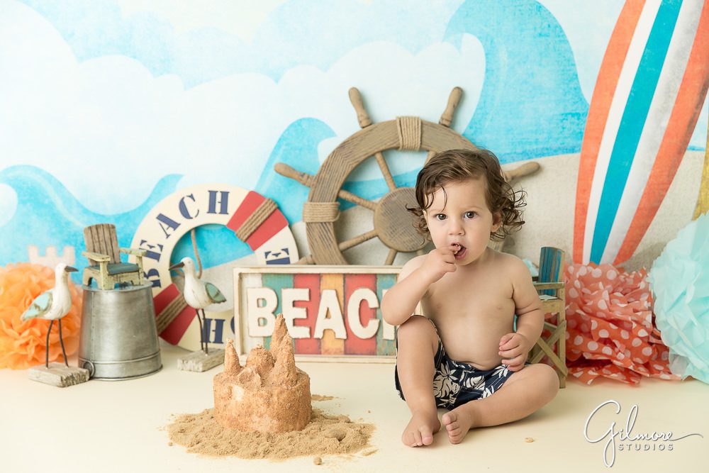 Hanging at the beach for a first birthday cake smash