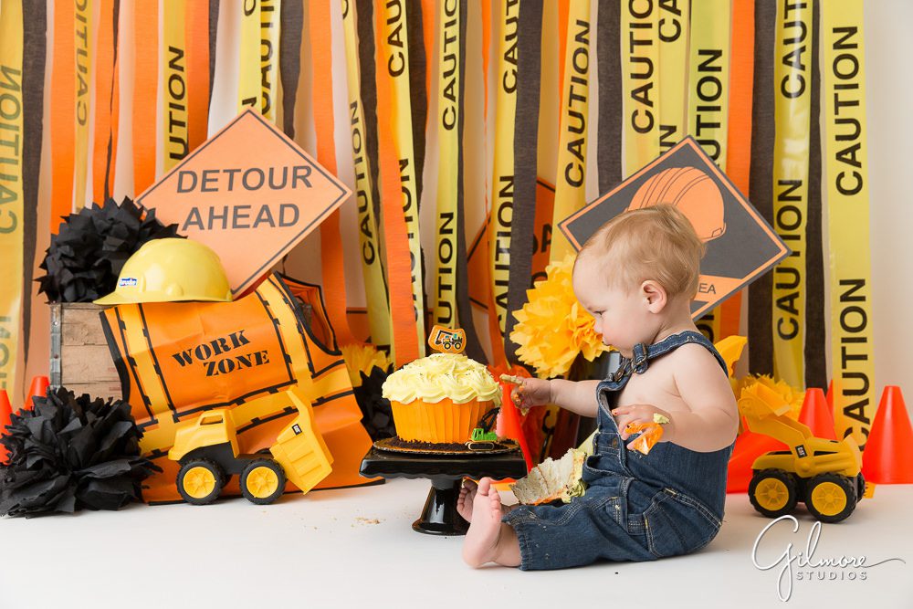 Orange and yellow construction themed birthday party