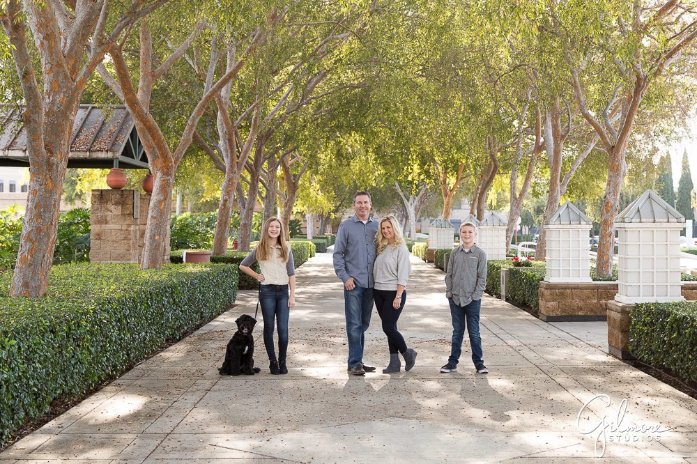 Irvine family photography outdoors with dog
