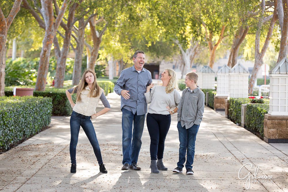 silly family poses for their portrait Irvine family photography