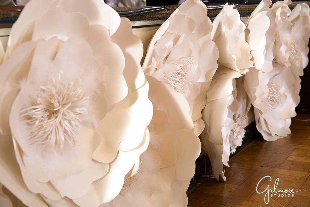 Custom made paper flowers to decorate stage at the Debutante Ball