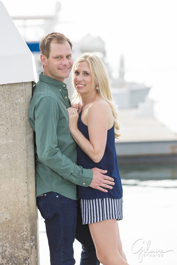 engagement session on the harbor in Newport Beach