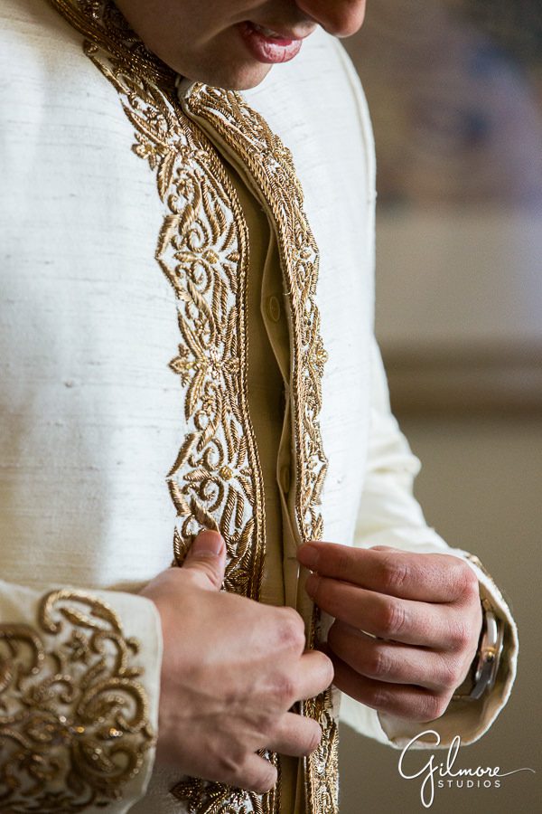 Indian groom attire Sherwani Ivory and gold embroidery