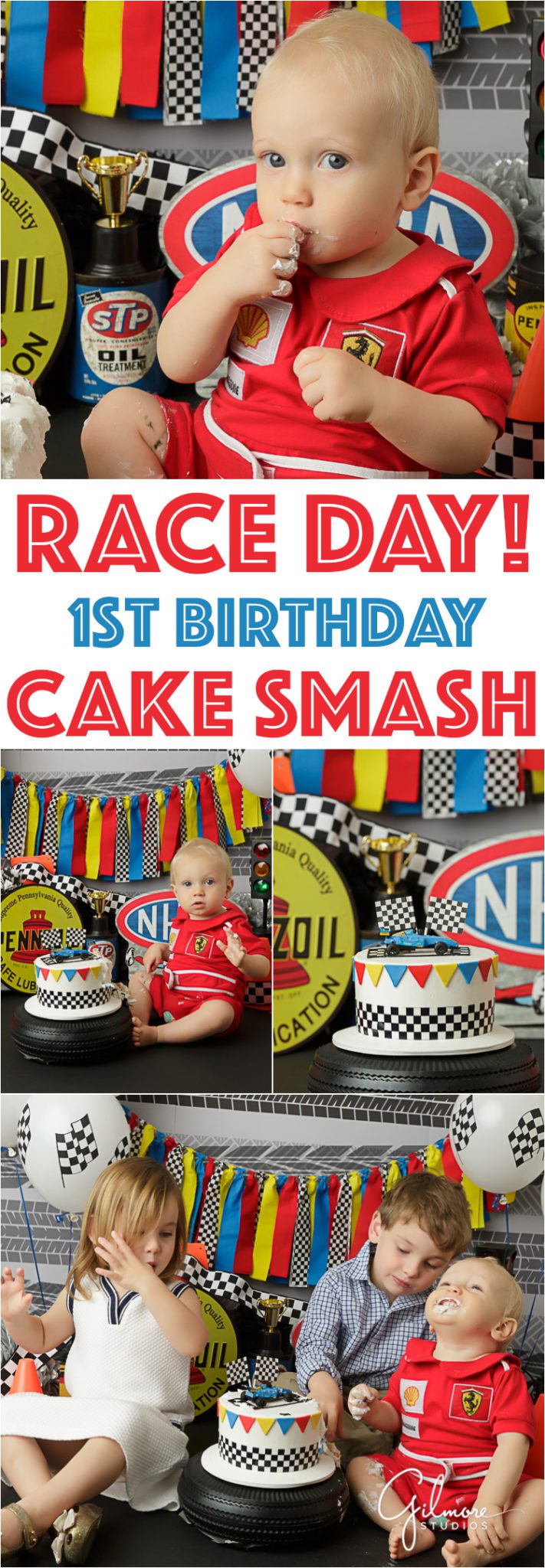 Newport Beach Race car birthday cake smash theme