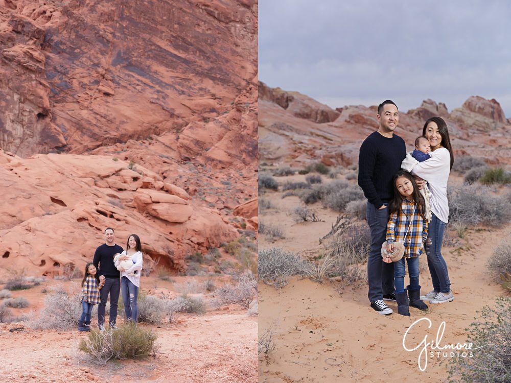 Valley of fire family portrait by the red cliffs