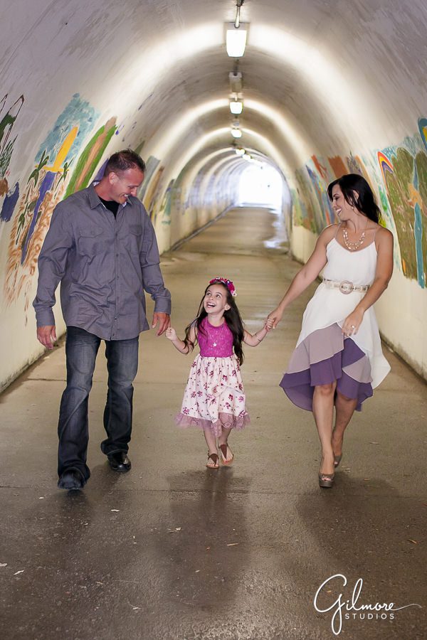 Crystal Cove tunnel to the beach, family portrait