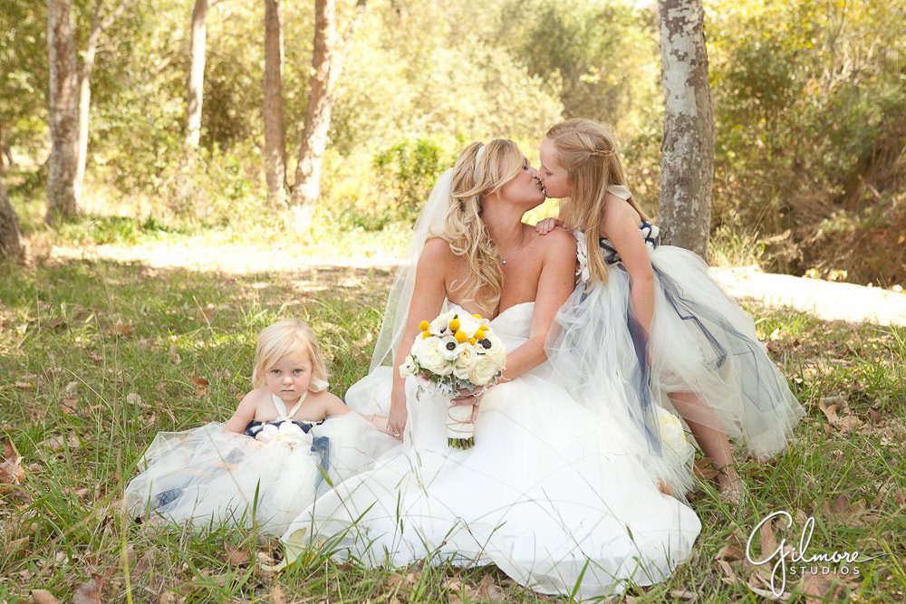 bride and her flower girls