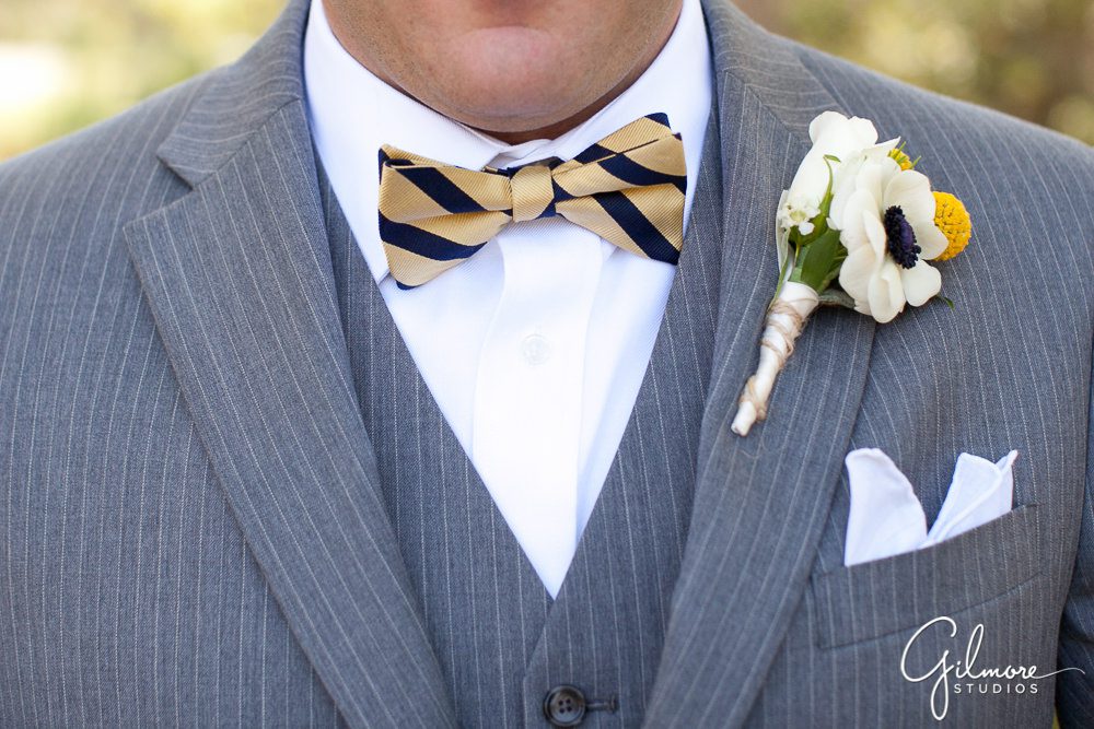 bowtie and pinstripe suit, groom