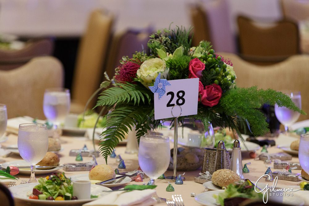 table decor and floral arrangements at the Debutante Fashion Show