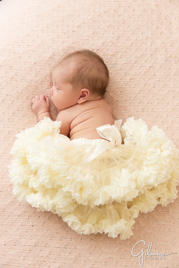 Orange County newborn studio newborn baby girl wearing a tutu