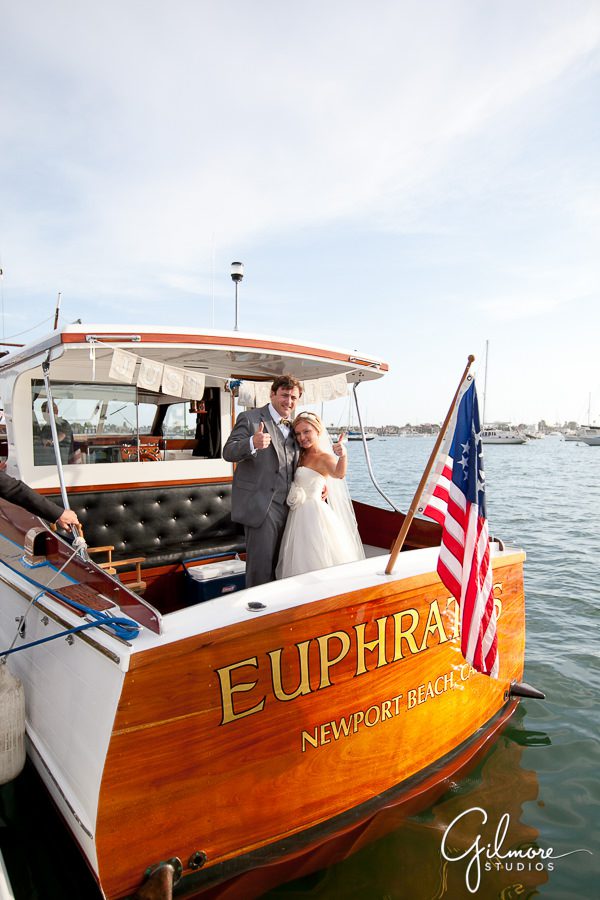 classic wooden yacht The Euphrates, Balboa Yacht Club Wedding