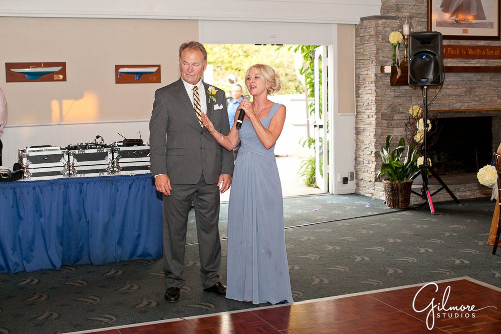 toasting the new couple at the Balboa Yacht Club Wedding