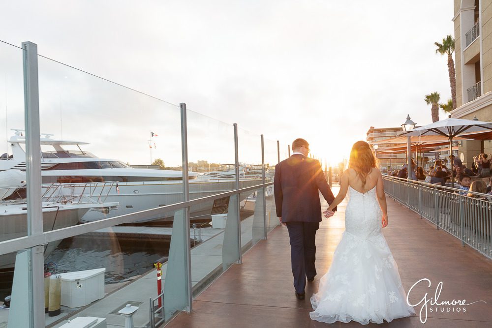 Balboa Bay Resort Wedding photo locations, boardwalk, Newport Beach, CA