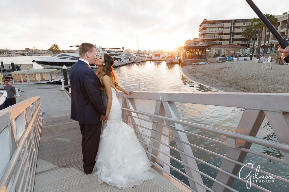 Balboa Bay Club wedding sunset on the harbor