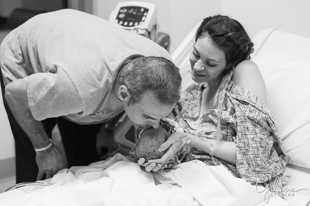 Hoag Hospital Newborn Photographer, father meeting his new baby boy