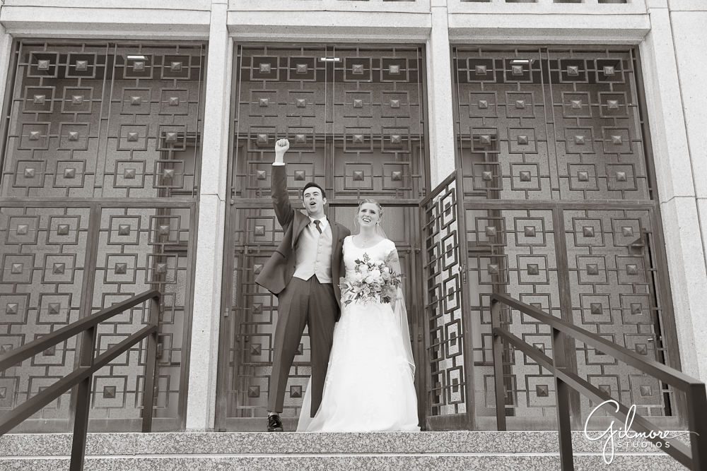 exiting the Los Angeles LDS Temple wedding
