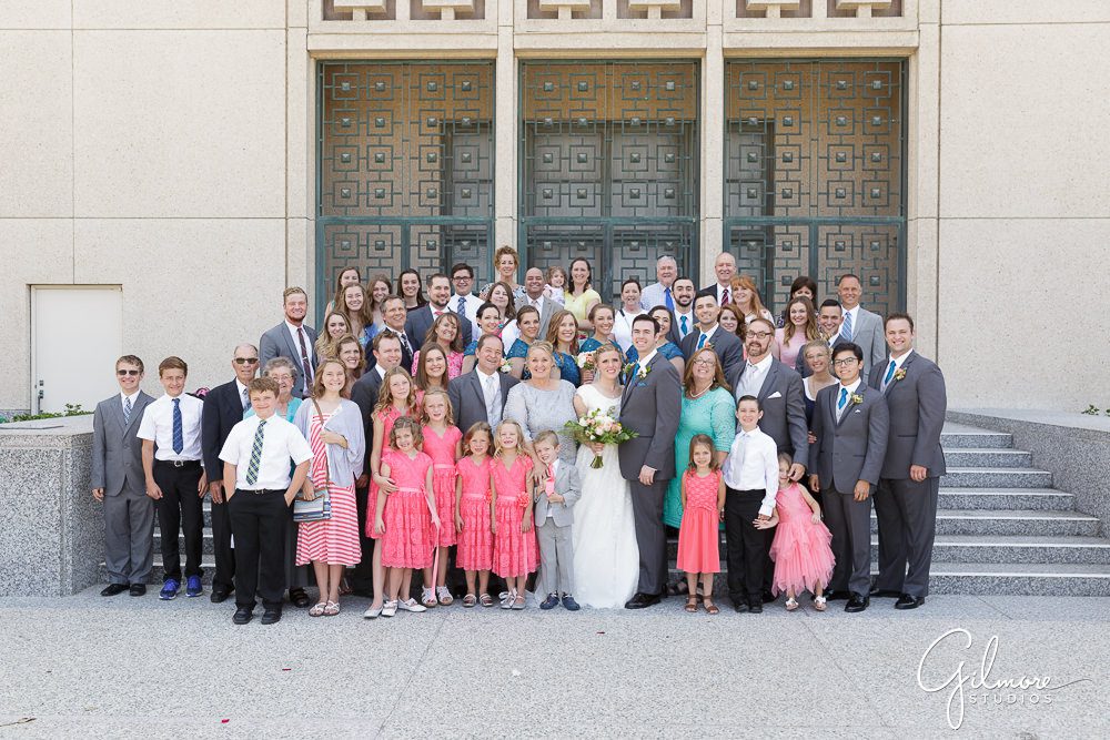 Los Angeles LDS Temple, family portrait on the stairs