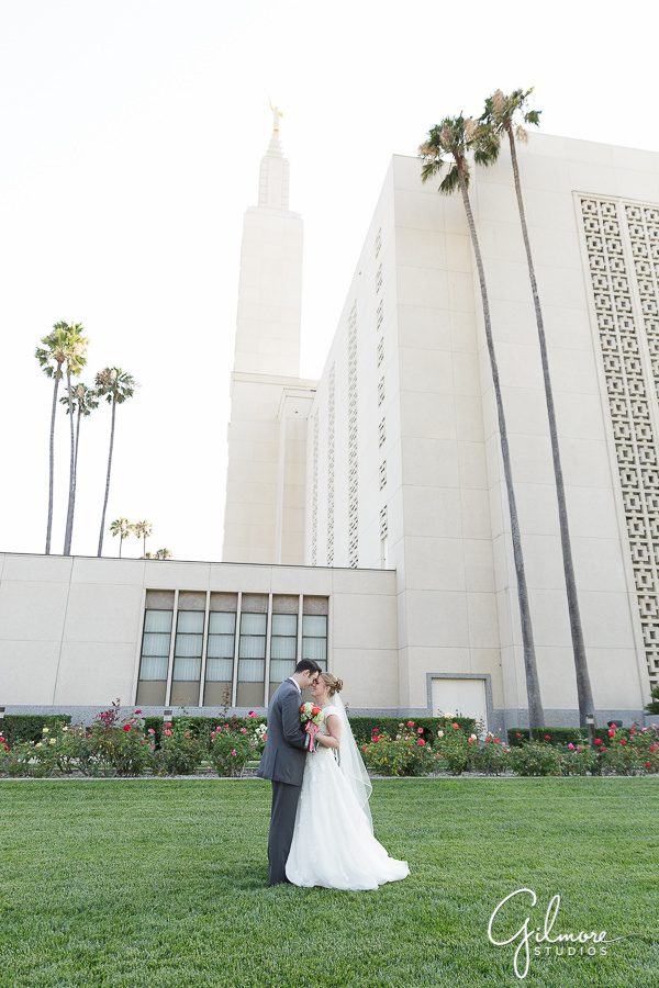 Los Angeles LDS Temple wedding, couple's romantic portraits