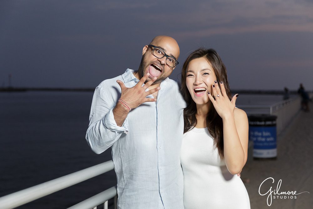 Venice Canals Engagement photography, bling-bling- check out the ring