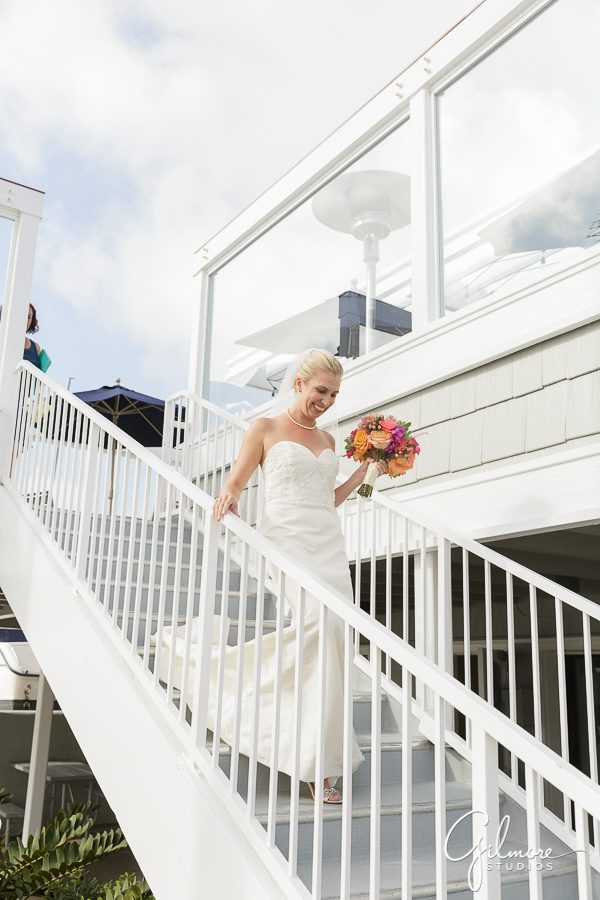 here comes the bride, Balboa Yacht Club Wedding Photographer