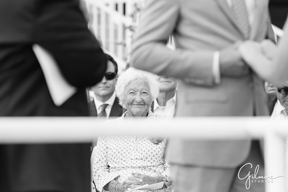 grandma enjoying the wedding ceremony from the front row