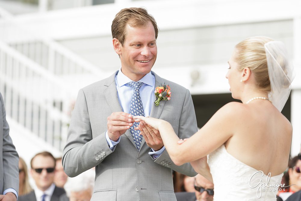 ring exchange, Balboa Yacht Club Wedding Photographer