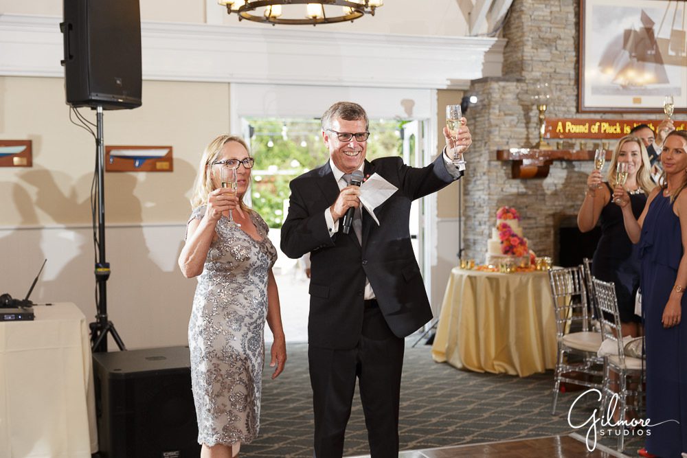 Balboa parents toasting the couple Yacht Club Wedding Photographer