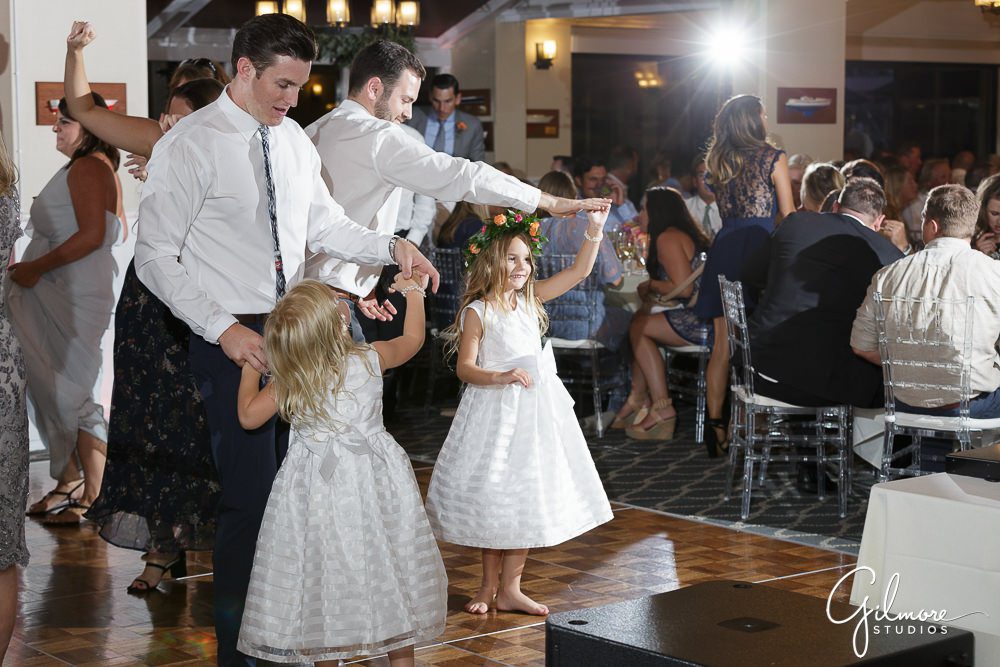 flower girls on the dance floor, Balboa Yacht Club Wedding Photographer