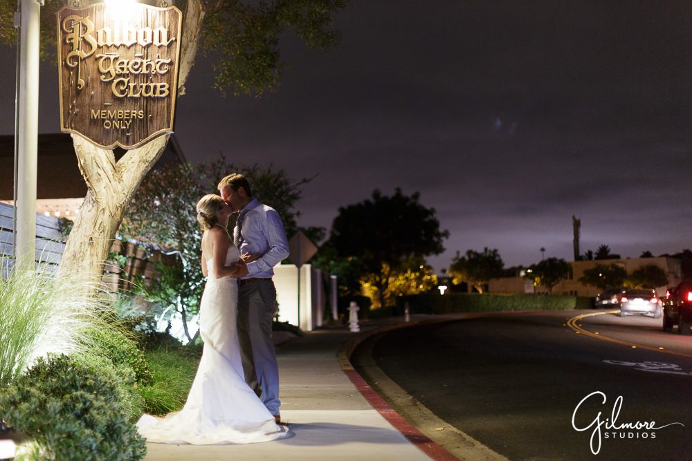 Beautiful wedding day ends with a kiss, Balboa Yacht Club Wedding Photographer