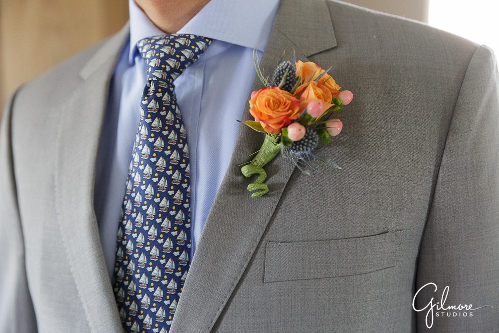 groom's suit and nautical Vineyard Vines tie