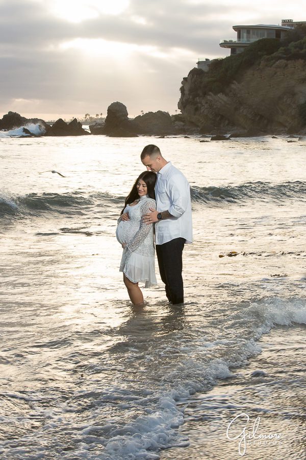 sunset at the beach, Orange County maternity photography