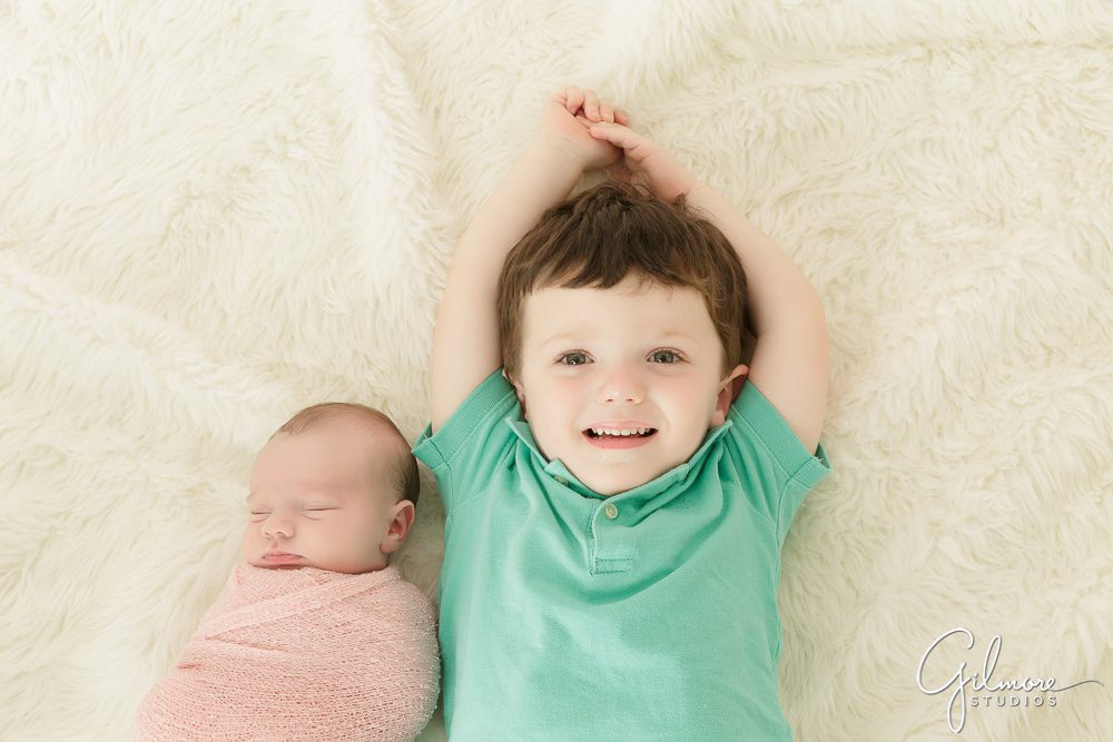 baby girl and her big brother, Orange County Newborn Photographer