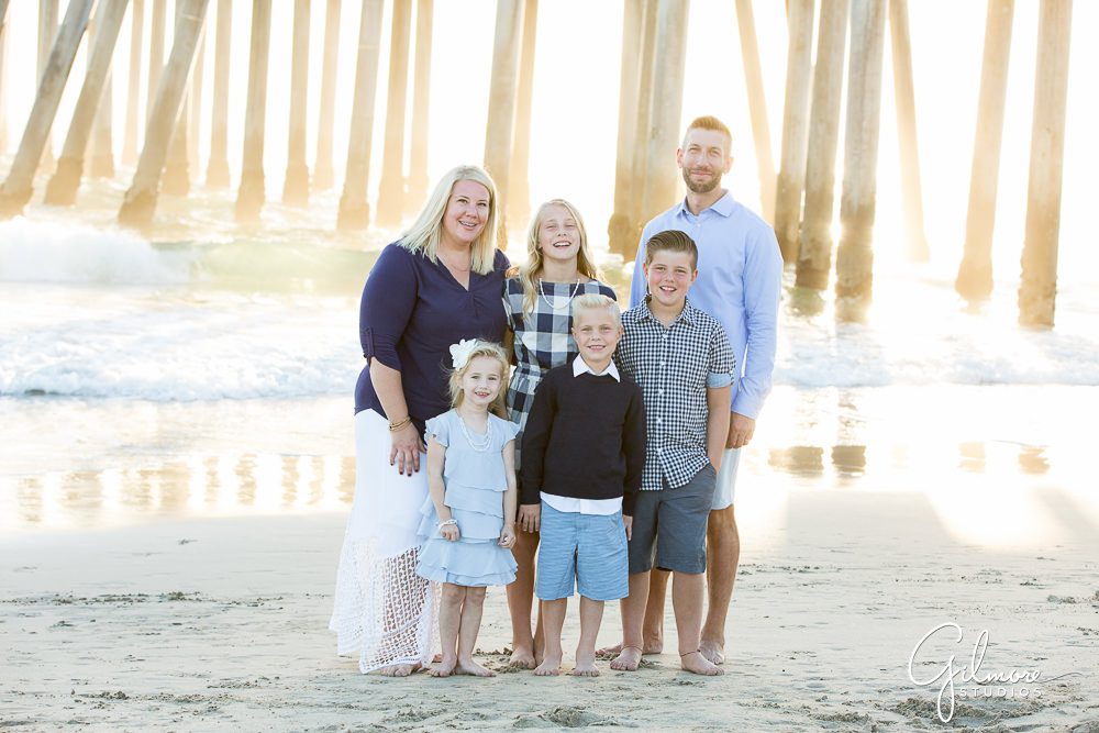 sunset family portrait in Orange County, beach locations, OC photographer