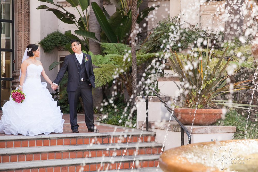 Turnip Rose wedding, Celebrations, fountain, Costa Mesa